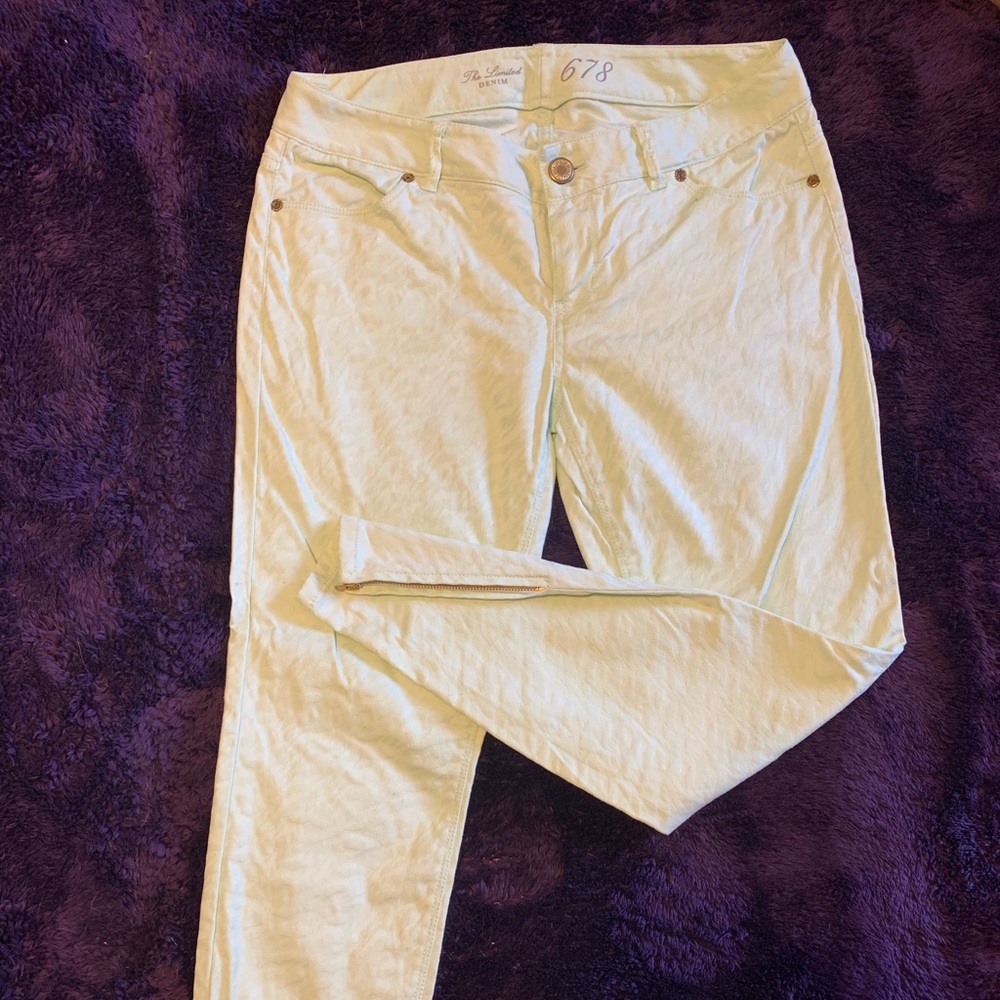 The Limited mint, ankle length, textured jeans